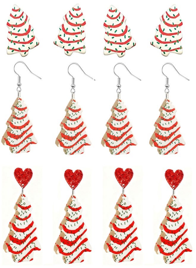 Adoshine Christmas Tree Cake Earrings for Women Cute Funny Acrylic Xmas New Year Party Holiday Earring (Style3-6 pairs Christmas Cake earrings) - Image 1